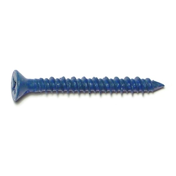 Red Head Tapcon Concrete Screw, 3/16" Dia., Flat, 1 3/4 in L, Steel Blue Ruspert, 100 PK 08125